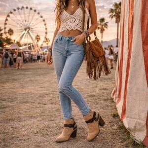 Carlos by Carlos Santana Ankle Boots 6.5 M Women's Macomb Beige/Brown Western